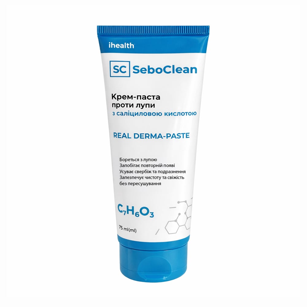 Крем-паста для волосся ihealth SeboClean Real Derma-Paste проти лупи, з саліциловою кислотою, 75 мл